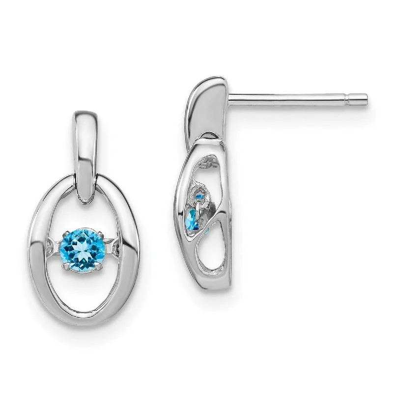 Drop Earrings for School Uniform -Curata 925 Sterling Silver Rhodium Blue Topaz Vibrant Earrings - 14x7.5mm