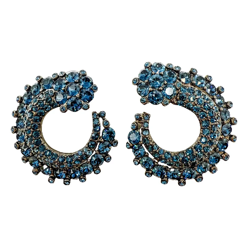 Gothic Drop Earrings with Dark Tone -Oscar de la Renta Earrings Blue Stone Earrings