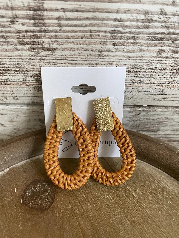 Hypoallergenic Drop Earrings for Sensitive -Woven and Gold Post Earrings