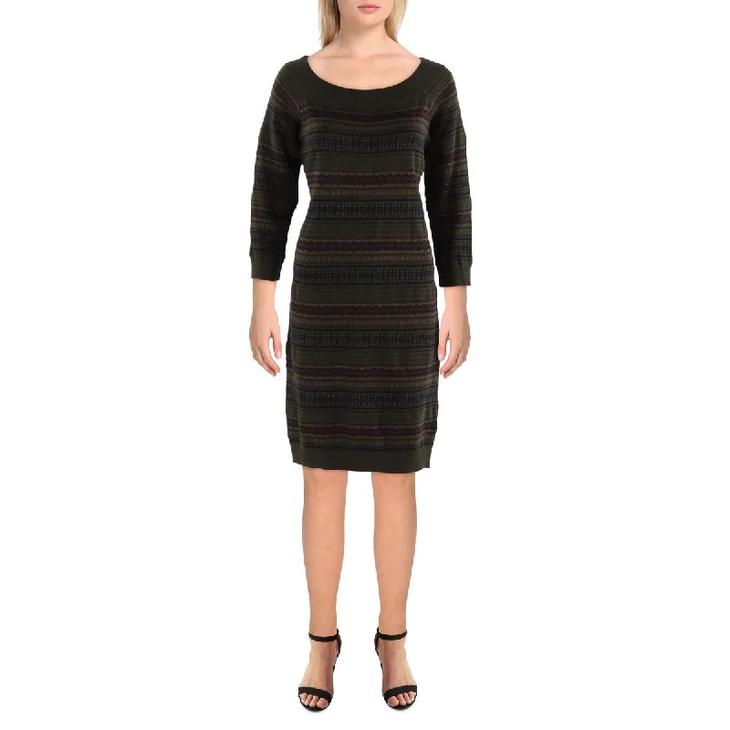 Office Dresses for Business -Lauren Ralph Lauren Womens Printed Short Sweaterdress