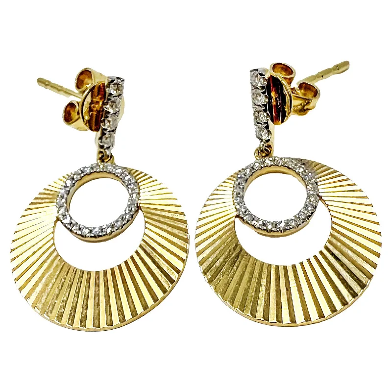 Studded Drop Earrings with Gemstones -14K Gold Diamond Circle Drop  Earrings