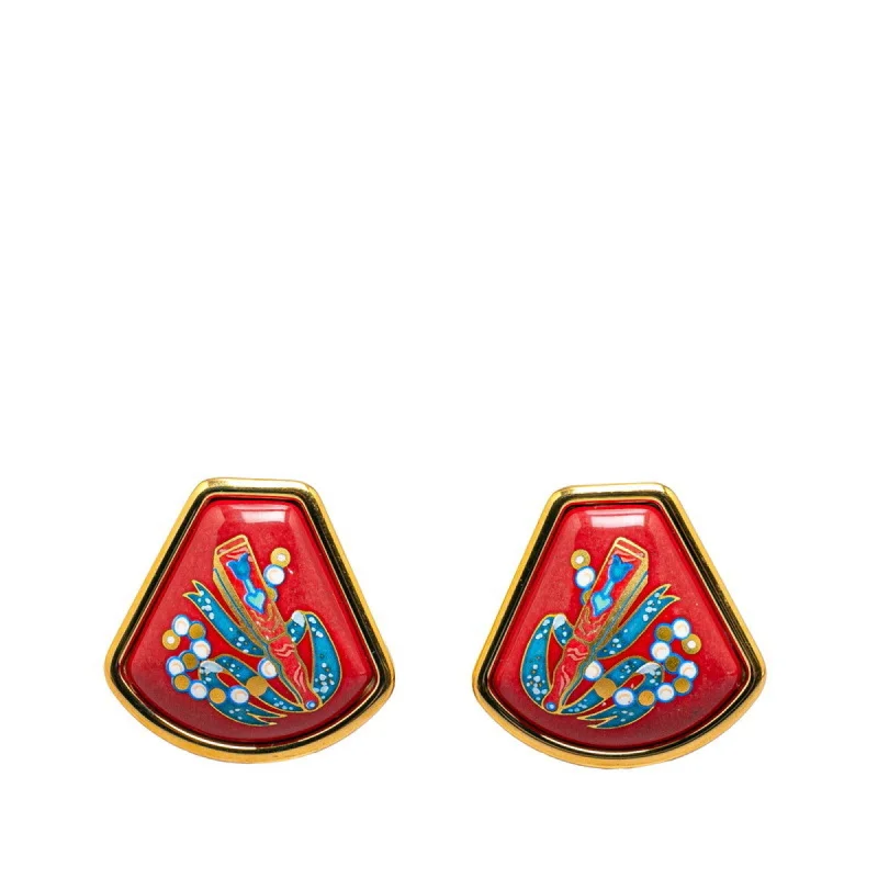 Triangular Drop Earrings for Edge -Hermes    Color  Plating Clip Earrings (Pre-Owned)