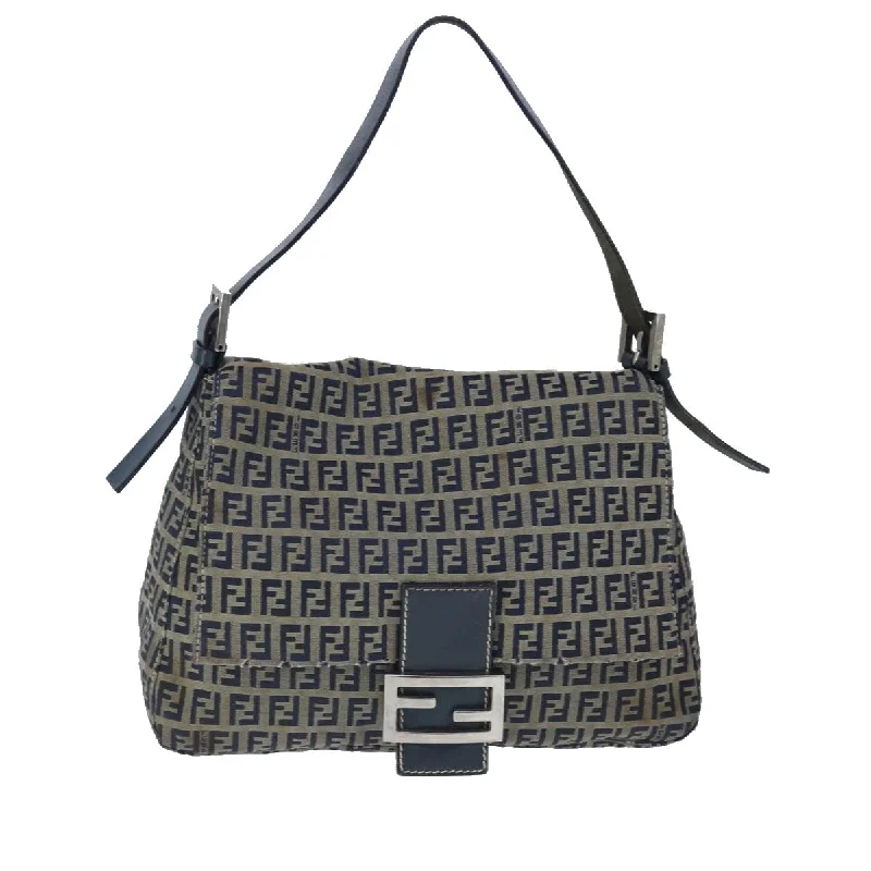 Handle bags with sleek black for elegance -Fendi Mamma Baguette  Canvas Shoulder Bag (Pre-Owned)