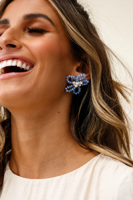 Tarnish Resistant Drop Earrings for Longevity -California Wildflower Beaded Earrings Blue