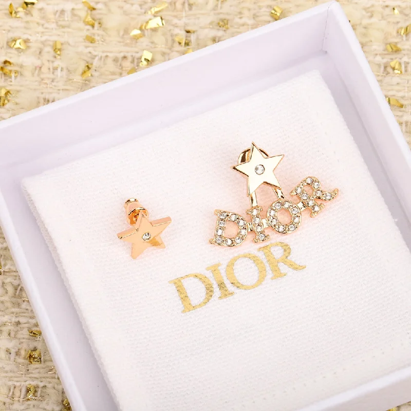 Drop Earrings with Wave Designs -Fashion rose gold letter full diamond earrings EHA189