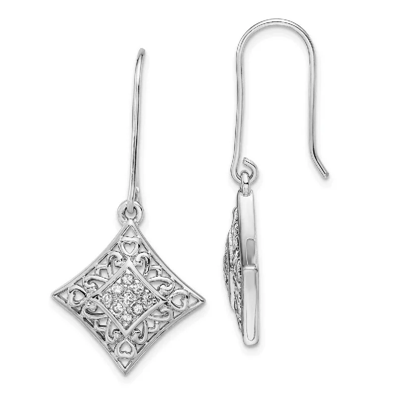 Short Drop Earrings for Subtle -Curata 925 Sterling Silver CZ Cubic Zirconia I Love You All Year Long Earrings