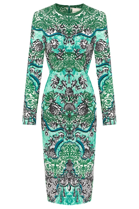 Office Dresses for Business -Naomi Dress - Rocaille Lace Cyan