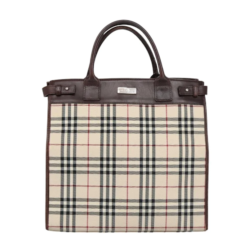 Handle bags with soft fabric for comfort -Burberry Nova Check  Synthetic Tote Bag (Pre-Owned)