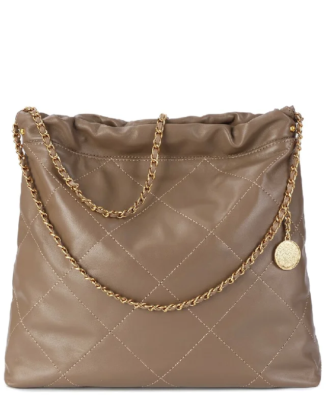 Handle bags with expandable sides for flexibility -Tiffany & Fred Paris Quilted Leather Tote