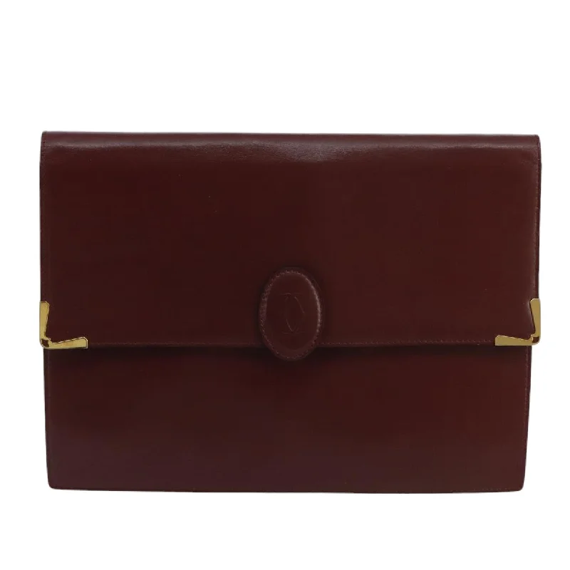 Handle bags with padded handles for comfort -Cartier Must Line  Leather Clutch Bag (Pre-Owned)