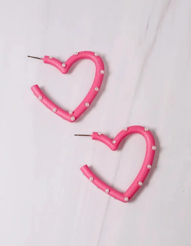 Screw Back Drop Earrings for Security -Admirer Pearl Heart Earrings