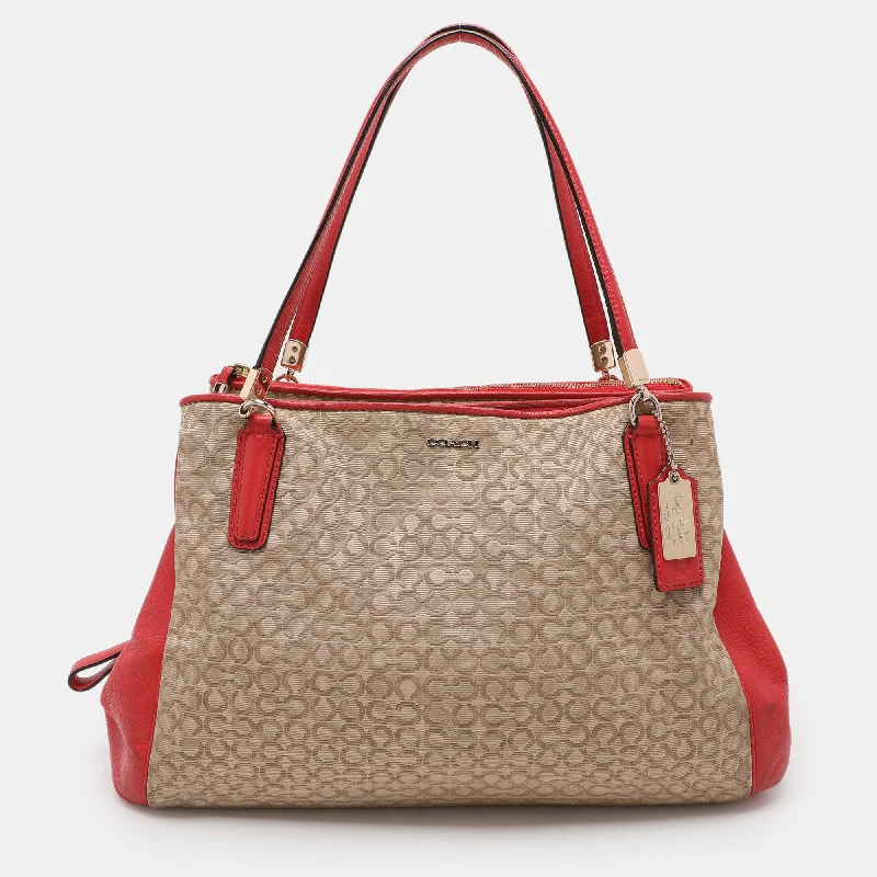 Handle bags with lightweight nylon for ease -Coach Beige Coach Op Art Canvas And Leather Madison Phoebe Shoulder Bag