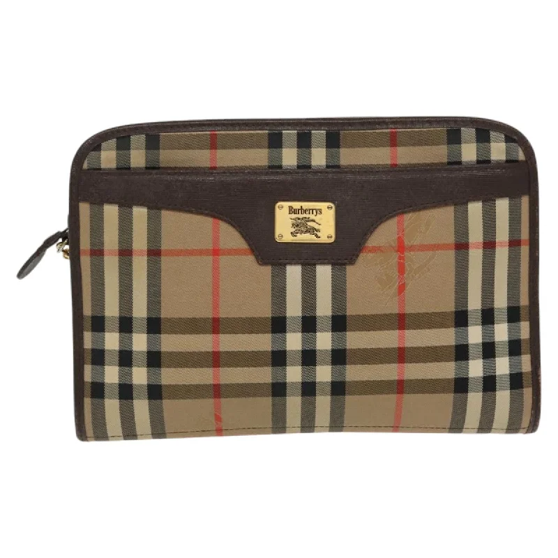 Handle bags with modern cutouts for style -Burberry Nova Check  Canvas Clutch Bag (Pre-Owned)