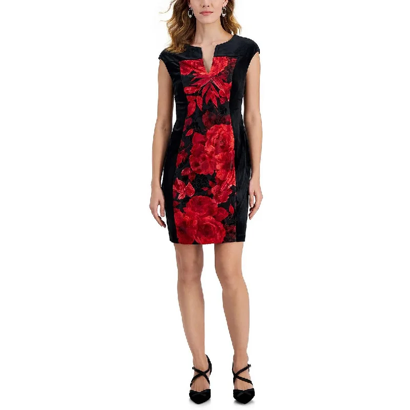 Silk Dresses for Luxurious -Connected Apparel Womens Petites Velour Sleeveless Sheath Dress