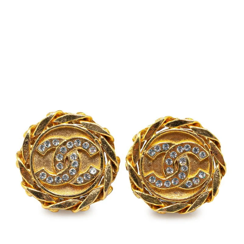 Drop Earrings with Vine Designs -Chanel  Rhinestone Clip Earrings (Pre-Owned)