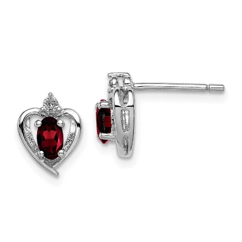 Push Back Drop Earrings for Convenience -Curata 925 Sterling Silver Polished Open back Post Earrings Garnet and Diamond Earrings - 10x7mm Wide