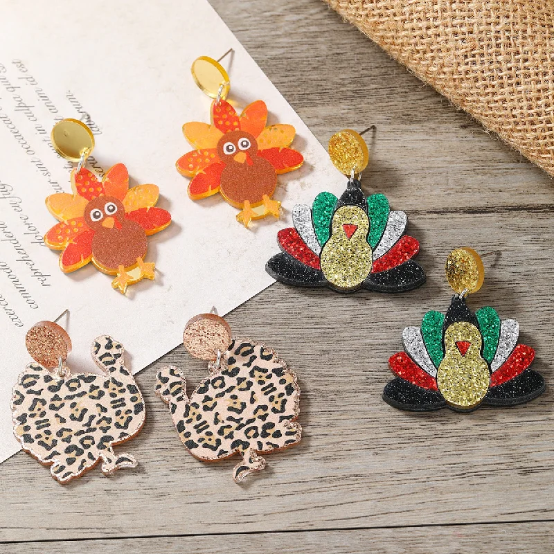 Drop Earrings with Enamel Coating -Wholesale Leopard Print Turkey Acrylic Earrings