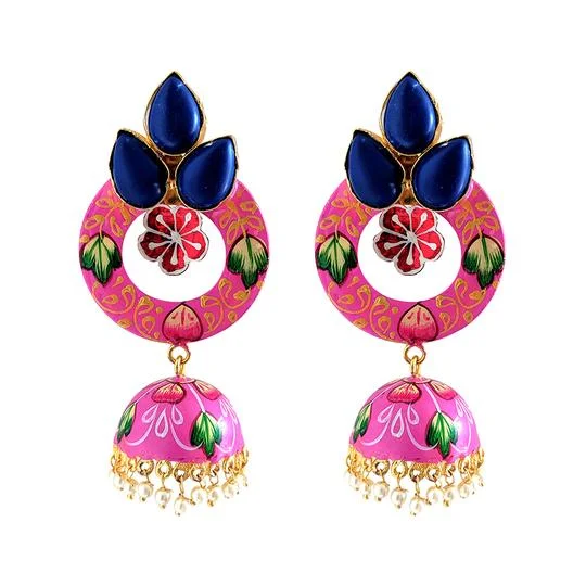 Round Drop Earrings for Classic -Sisodia Pink Earrings