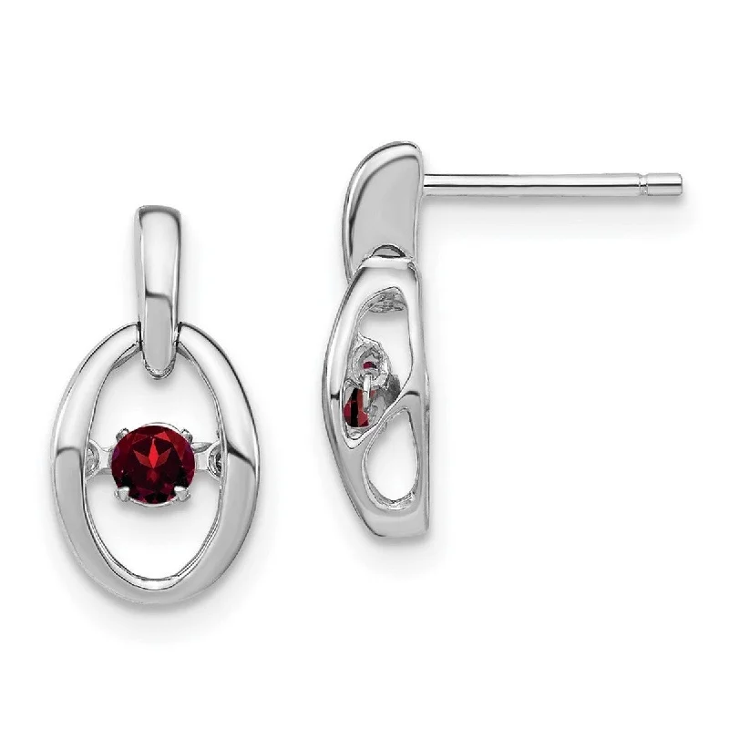 Screw Back Drop Earrings for Security -Curata 925 Sterling Silver Rhodium Garnet Vibrant Earrings - 14x7.5mm Wide