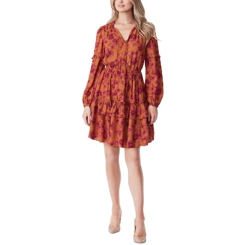 Pencil Dresses for Slimming -Jessica Simpson Womens Floral Print Mini Fit & Flare Dress