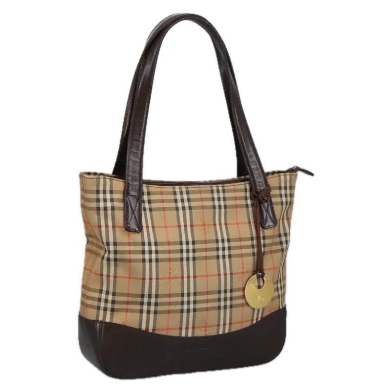 Handle bags with neutral tones for versatility -Burberry Nova Check  Canvas Tote Bag (Pre-Owned)