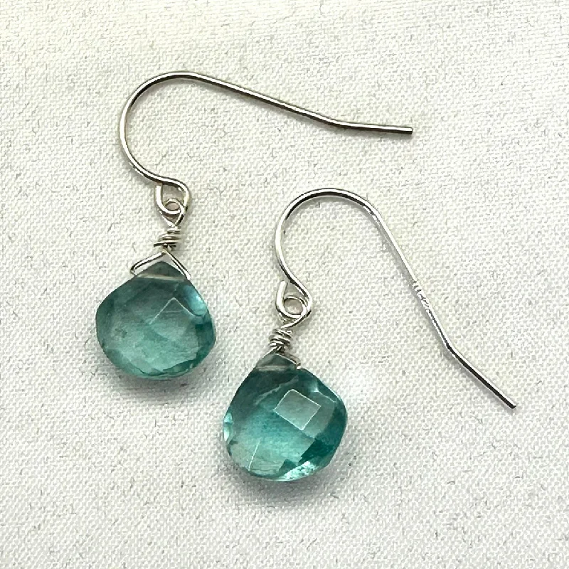 Oval Drop Earrings for Grace -Blue/Green Quartz Earrings