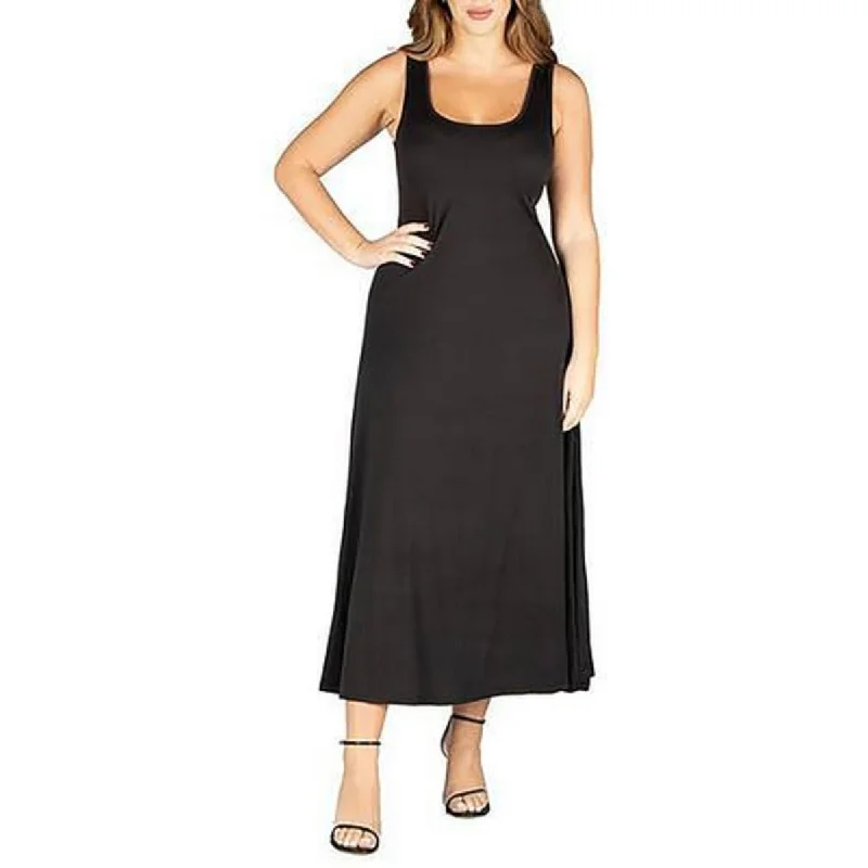 Black Dresses for Versatile -24seven Comfort Apparel Womens Plus T-Shirt Dress Racerback Maxi Dress