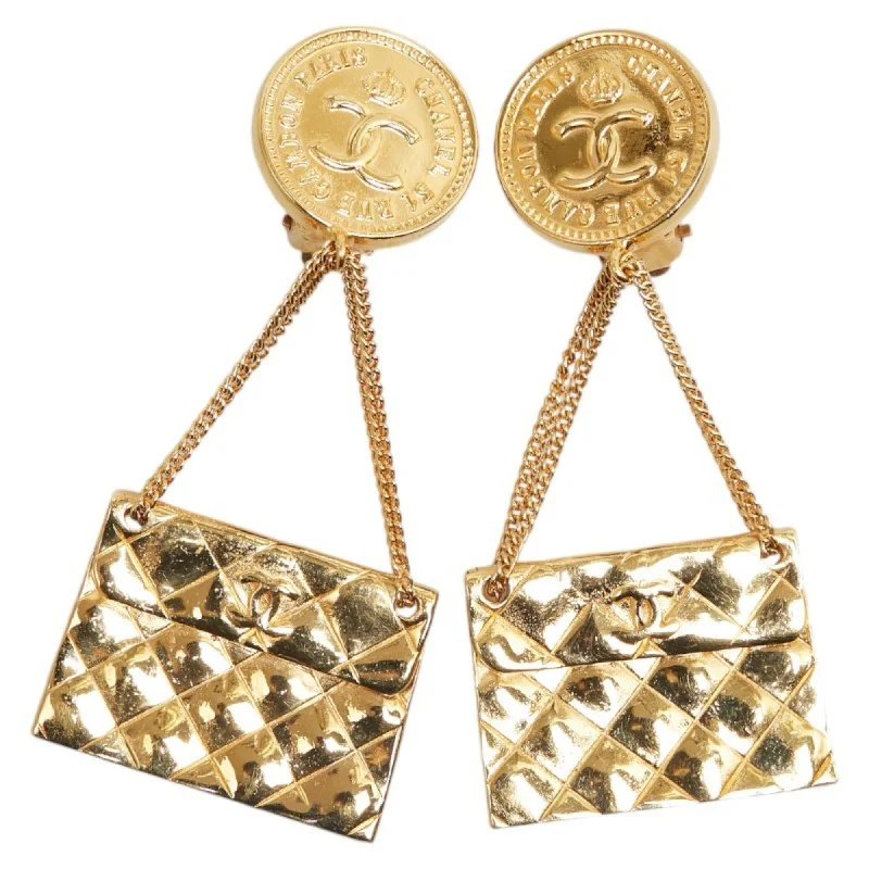 Drop Earrings for Work Attire -Chanel   Plating Clip Earrings (Pre-Owned)