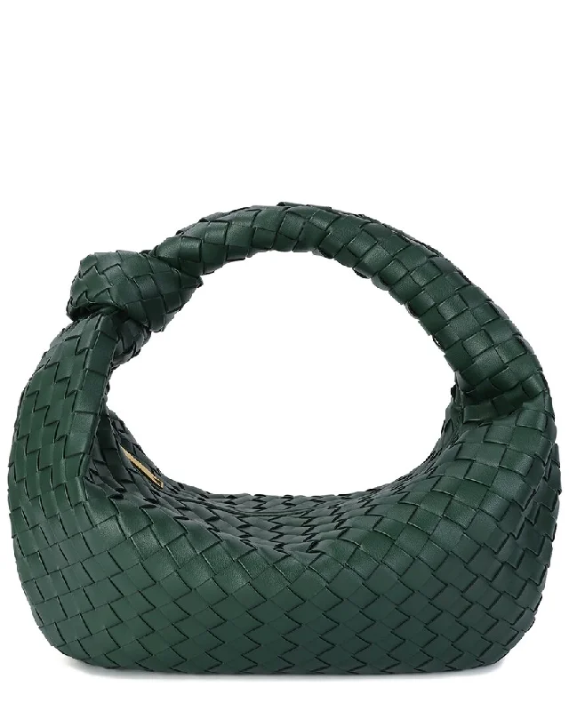 Handle bags with bohemian tassel embellishments -Tiffany & Fred Paris Large Hand-Woven Leather Pouch