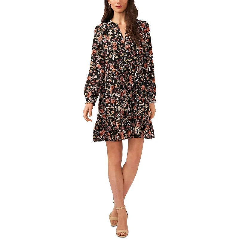 Tiered Dresses for Voluminous -Vince Camuto Womens Floral Print Mini Fit & Flare Dress