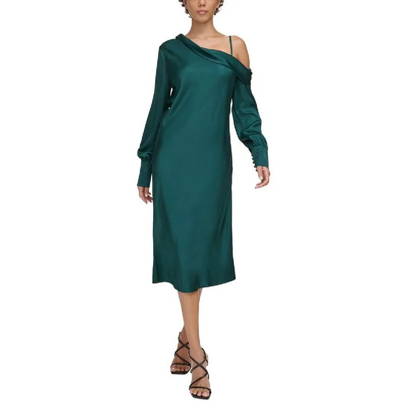 Leather Dresses for Luxury -Donna Karan Womens Off Shoulder Long Sleeve Evening Dress