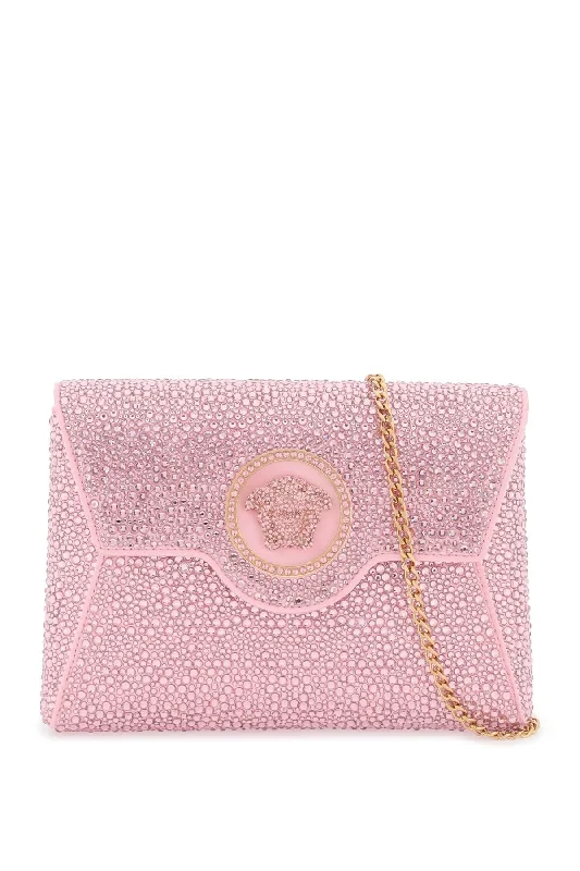 Handle bags with sturdy bases for stability -Versace Women's La Medusa Envelope Clutch With Crystals