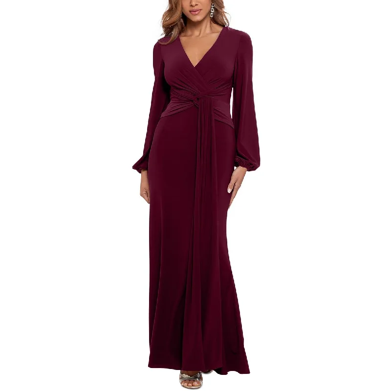 Hippie Dresses with Beads -Betsy & Adam Womens Petites Matte Jersey Draped Evening Dress