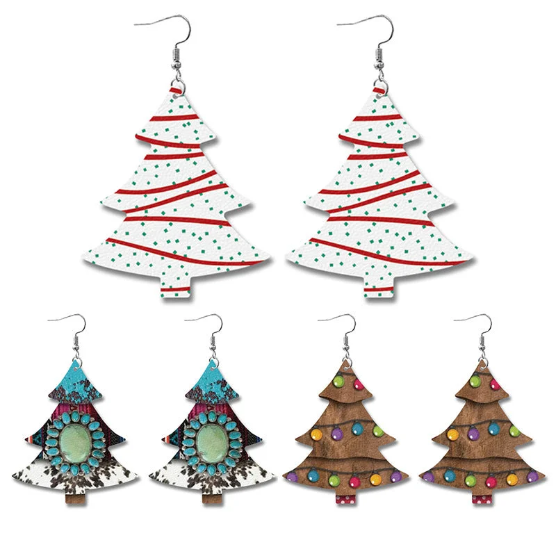 Floral Drop Earrings with Petals -Wholesale Western Style Christmas Tree Earrings