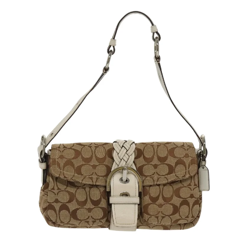 Handle bags with seasonal prints for holidays -Coach Signature  Canvas Shoulder Bag (Pre-Owned)