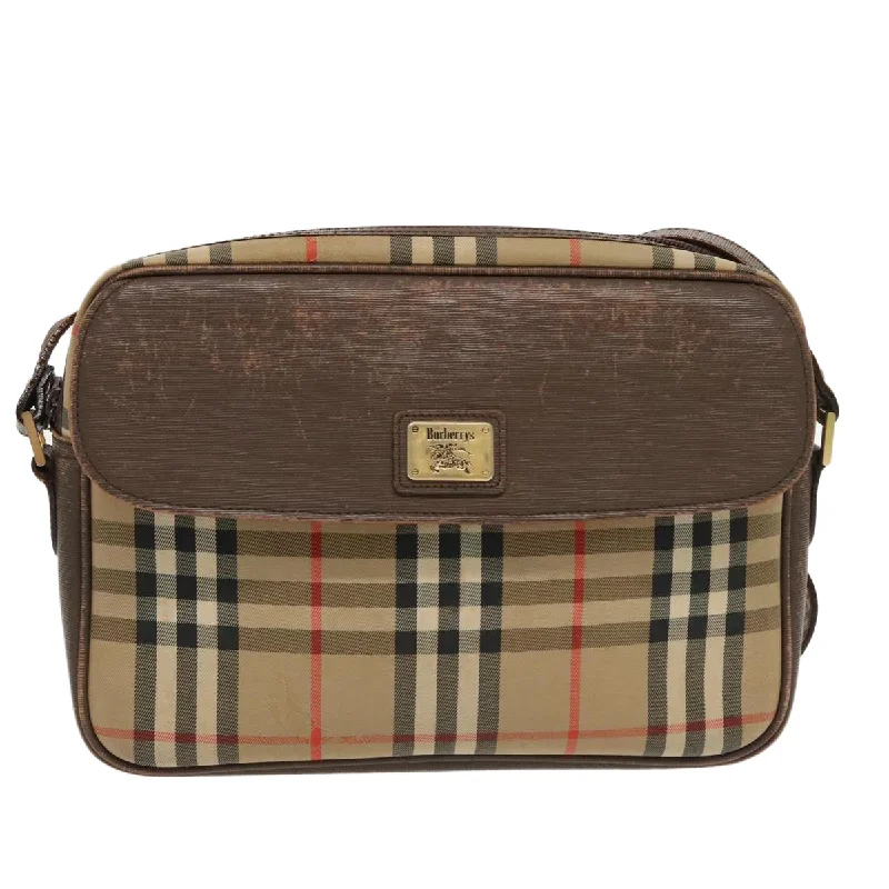 Handle bags with vintage vibes for nostalgia -Burberry Nova Check  Canvas Shoulder Bag (Pre-Owned)