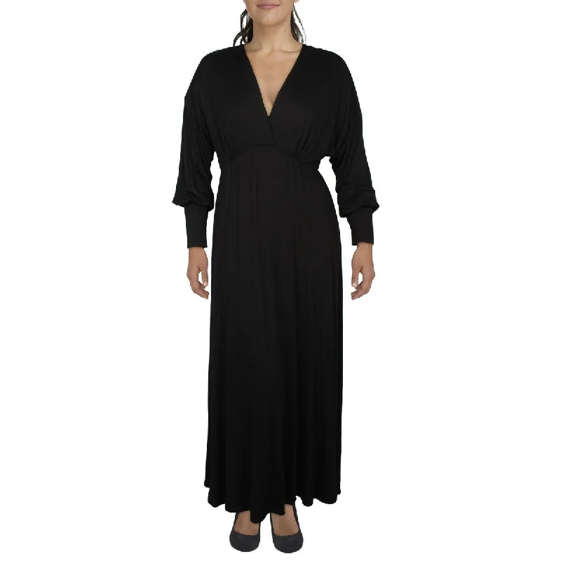 Tiered Dresses for Voluminous -24/7 Comfort Womens Plus Solid Rayon Maxi Dress