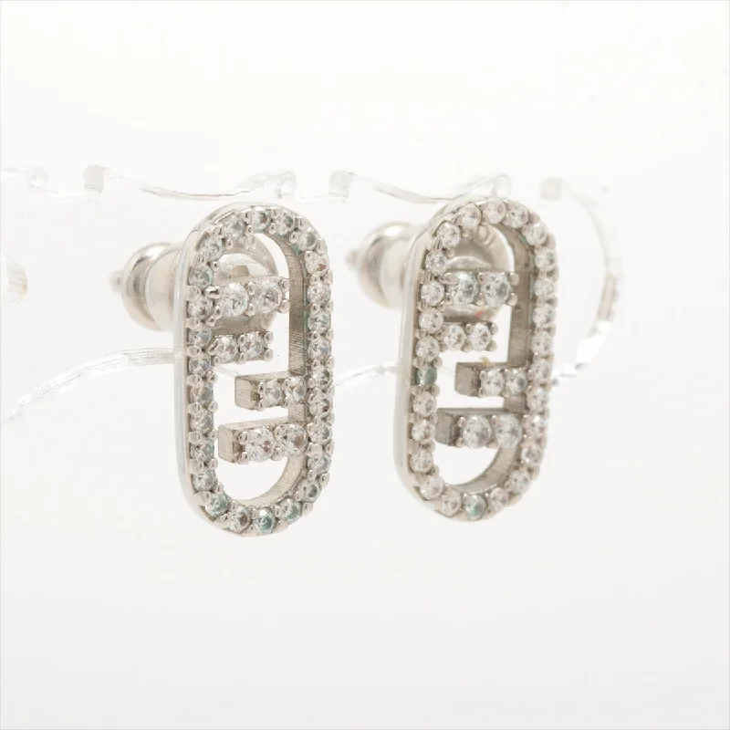 Drop Earrings with Abstract Designs -Fendi FF Logo Pierce Earrings Silver