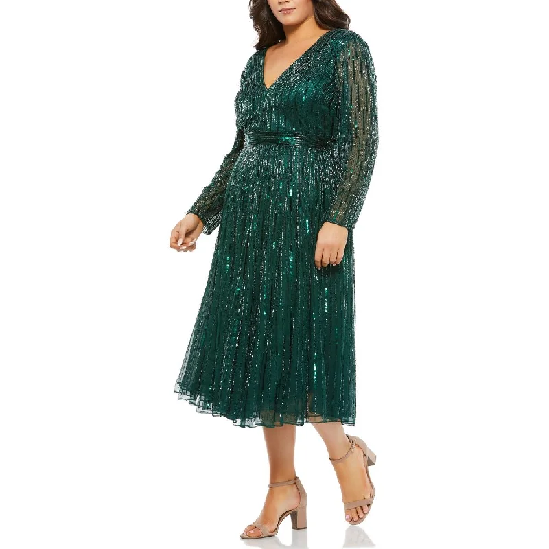 Embroidered Dresses for Detailed -Mac Duggal Womens Plus Sequin Embellished Cocktail and Party Dress