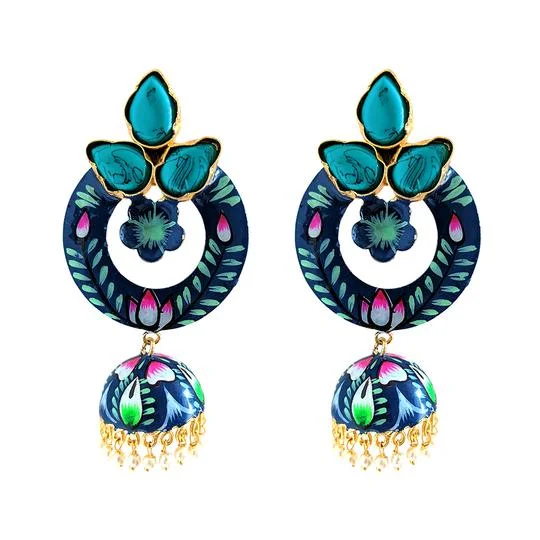 Square Drop Earrings for Modern -Sisodia Blue Earrings