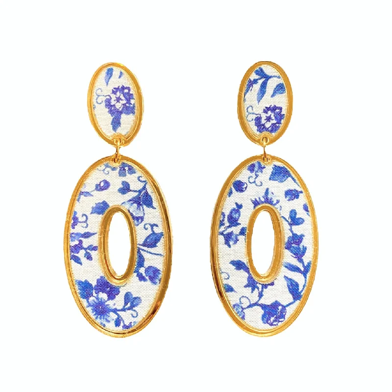 Drop Earrings for Office Wear -Piper Blue Floral Earrings