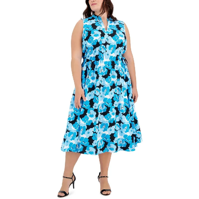 Anne Klein Womens Floral Print Fit & Flare Dress