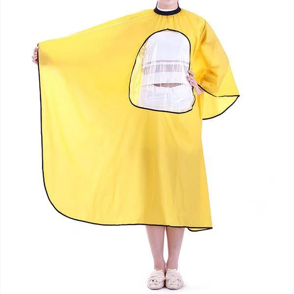 Polyester Dresses for Durable -Hairdressing Robe Cloth Waterproof Barber Hairdresser Salon Cape Gown With Phone Window