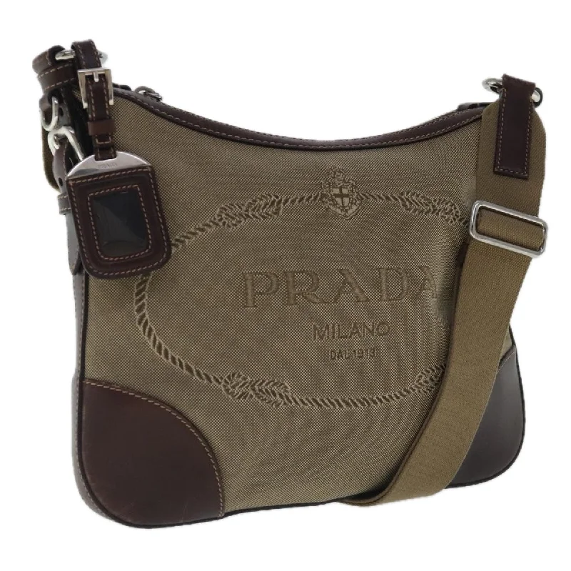 Handle bags with bold text for statements -Prada Canapa  Canvas Shoulder Bag (Pre-Owned)