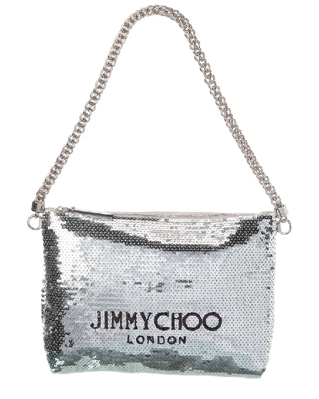 Handle bags with sleek black for elegance -Jimmy Choo Callie Sequin Leather Shoulder Bag