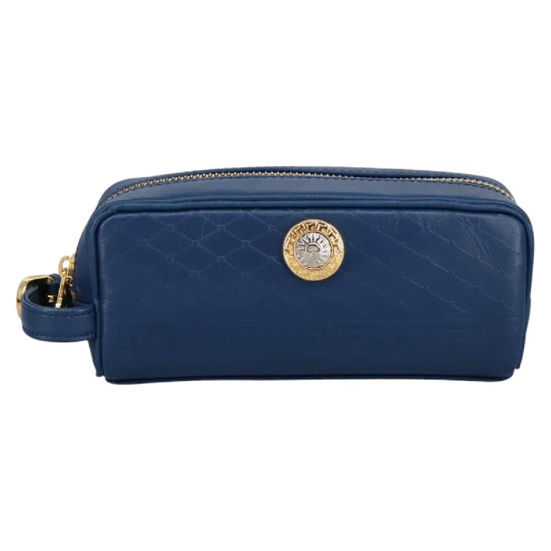 Handle bags with subtle embroidery for detail -Versace  Leather Clutch Bag (Pre-Owned)