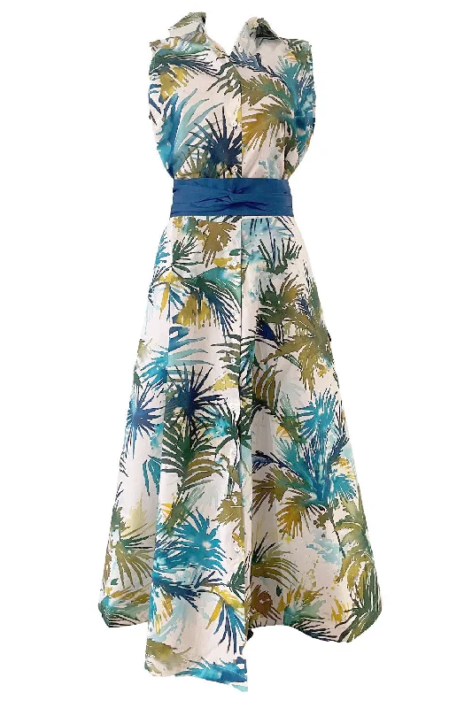 Silk Dresses for Luxurious -Carydra Dress - Watercolor Palms