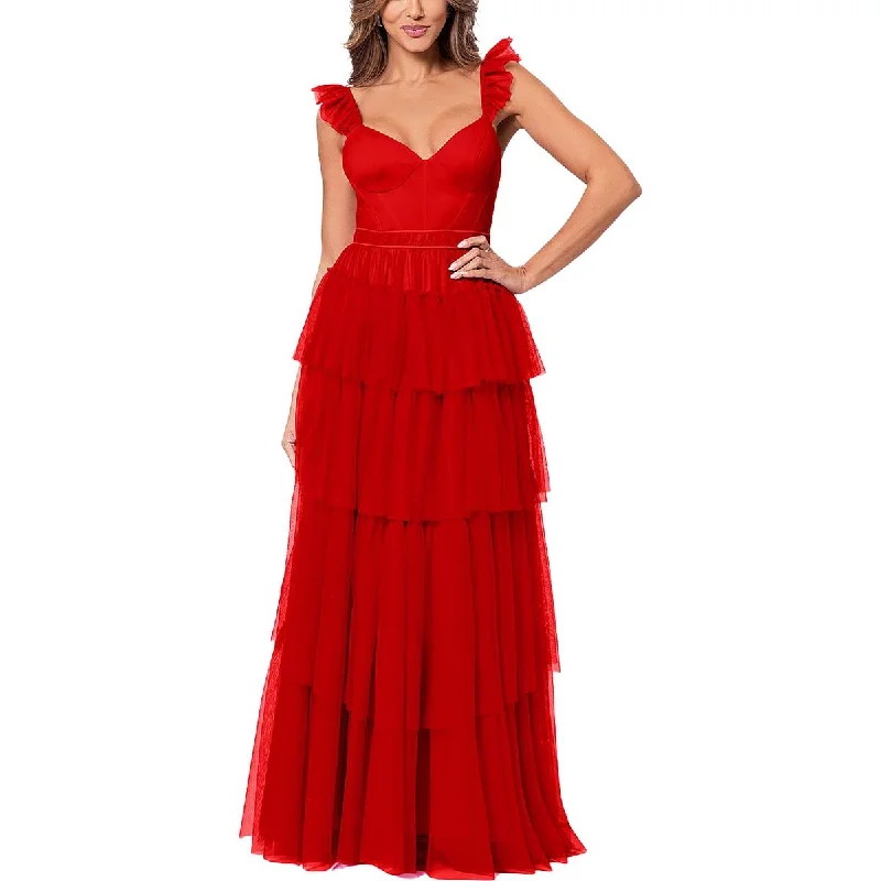 Vintage Dresses for Nostalgia -Blondie Nites Womens Juniors Tiered Sleeveless Evening Dress