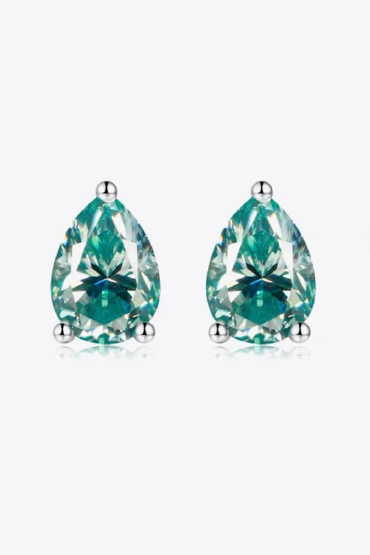 Vintage Drop Earrings with Patina -2 Carat Moissanite Teardrop Earrings