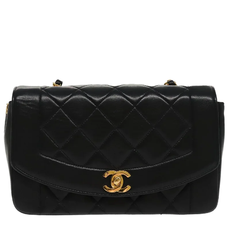 Handle bags with sleek zippers for closure -Chanel Diana  Leather Shoulder Bag (Pre-Owned)